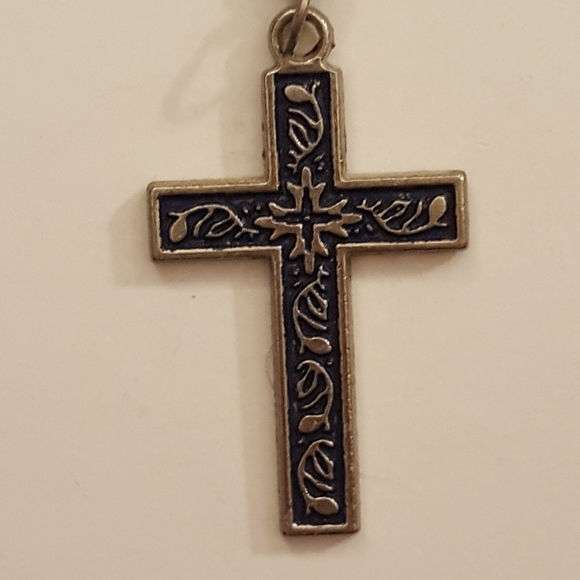 Blue cross necklace - Picture 2 of 5